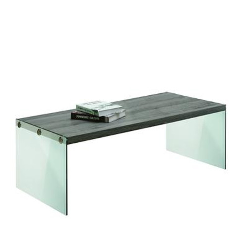 Coffee Table - Dark Taupe With Tempered Glass