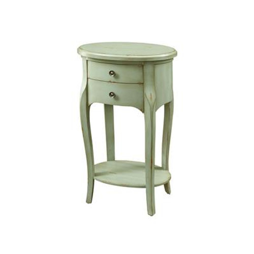 Accent Table - 29''H / 2 Drawers / Antique Green Veneer