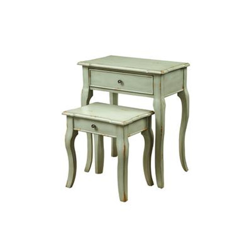 Nesting Table - 2Pcs Set / Antique Green Veneer