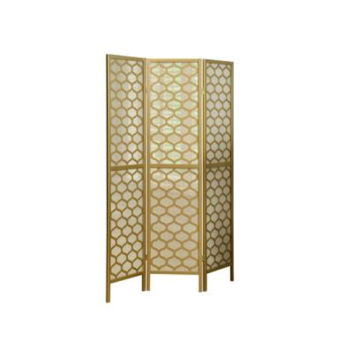 Folding Screen - 3 Panel / Gold Frame '' Lantern Design ''