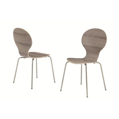 Dining Chair - 4Pcs / 34''H / Dark Taupe With Chrome Metal