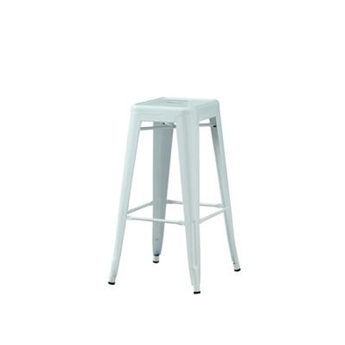 Barstool - 2Pcs / 30''H / White Glossy Metal Cafe