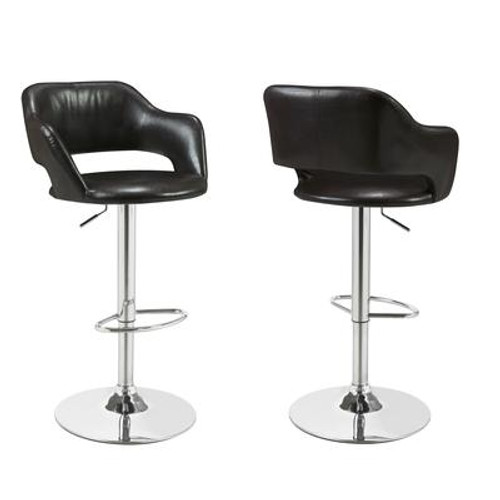 Barstool - Dark Brown / Chrome Metal Hydraulic Lift