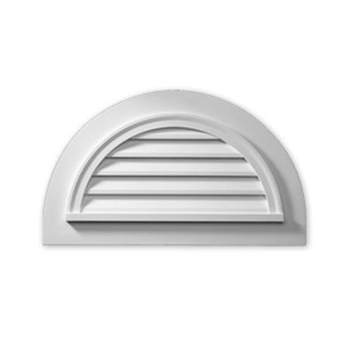 43 Inch x 25 Inch x 2 Inch Polyurethane Functional Half Round Louver Gable Grill Vent with Flat Trim