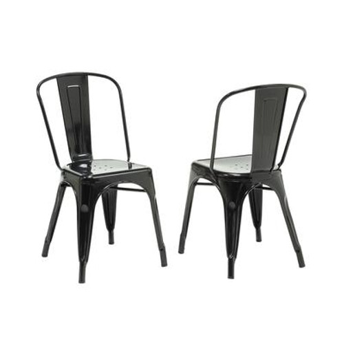 Dining Chair - 2Pcs / 33''H / Black Glossy Metal
