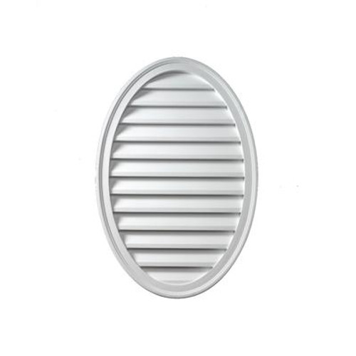 24-1/2 Inch x 37 Inch x 1-5/8 Inch Polyurethane Functional Oval Vertical Louver Gable Grill Vent