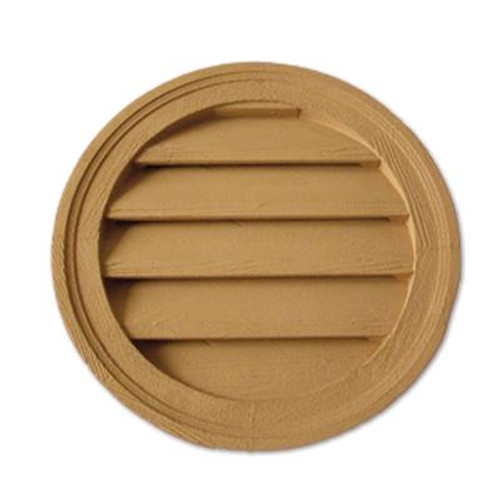 24 Inch x 1-5/8 Inch Polyurethane Decorative Round Louver Gable Grill Vent with Wood Grain Texture