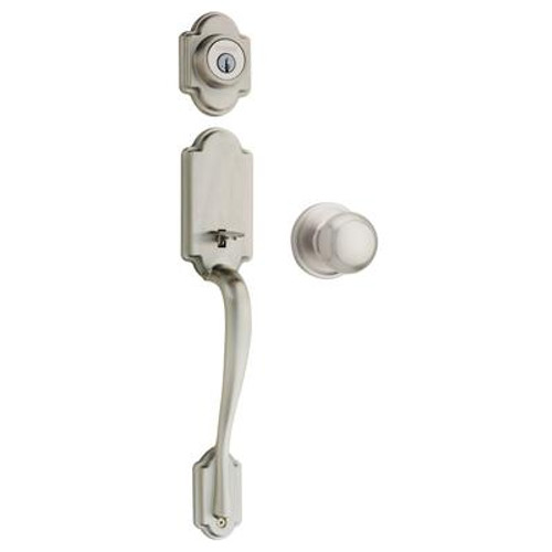 Columbia Single Cylinder Handleset w/Troy Knob in Satin Nickel