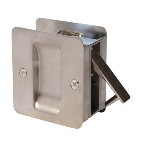 1030 Square Passage Pocket Door Lock in Satin Chrome