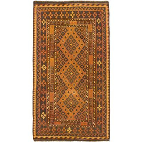 Hand woven Sivas Copper Dark Brown Kilim - 3 Ft. 7 In. x 6 Ft. 7 In.