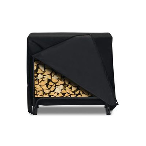 Log Rack Cover; Black - 48 Inches