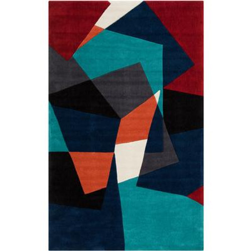 Castro Teal Polyester 2 Feet x 3 Feet Accent Rug