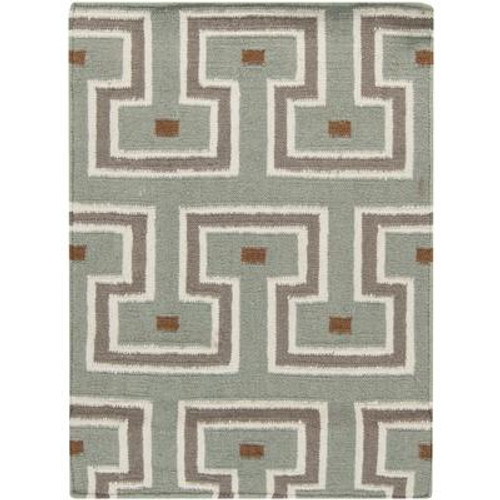 Limeira Pale Blue Wool Flatweave 2 Feet x 3 Feet Accent Rug