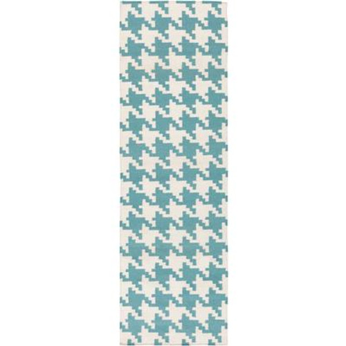 Preta Teal Wool Flatweave 2 Feet 6 Inch x 8 Feet Runner