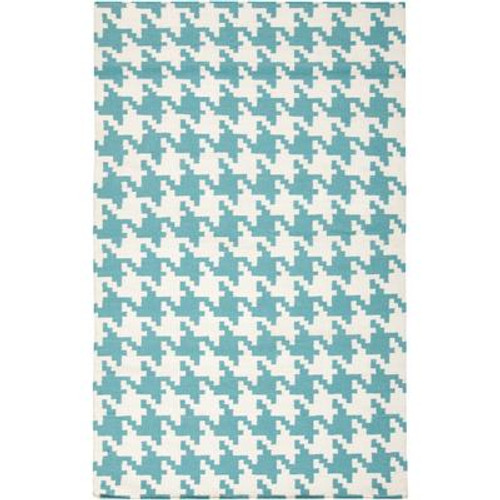 Preta Teal Wool Flatweave 8 Feet x 11 Feet Area Rug