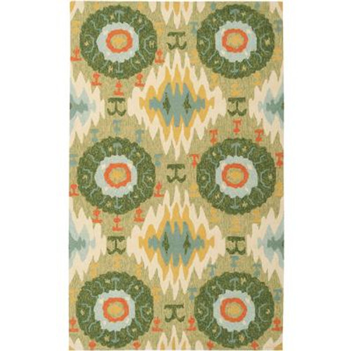 Estigarbia Fern Green Polypropylene Indoor/Outdoor Accent Rug - 2 Ft. x 3 Ft. Area Rug