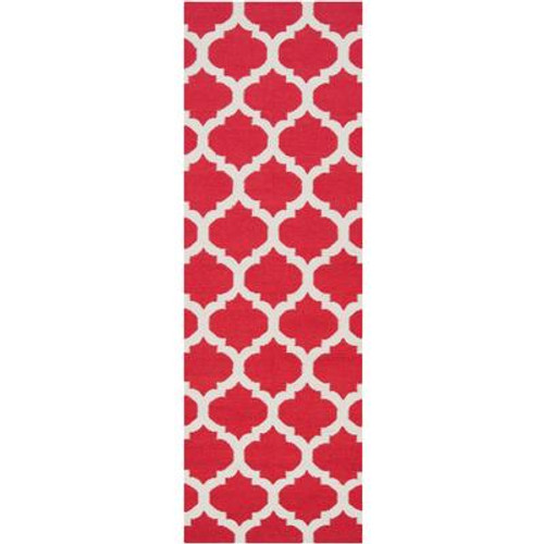 Saffre Red Wool 2 Feet 6 Inch x 8 Feet Runner