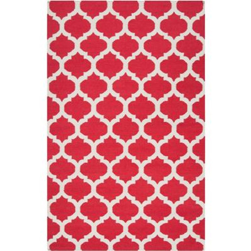 Saffre Red Wool 3 Feet 6 Inch x 5 Feet 6 Inch Area Rug