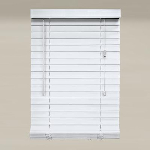 66x64 White 2 Inch Faux Wood Blind (Actual width 65.5 Inch)