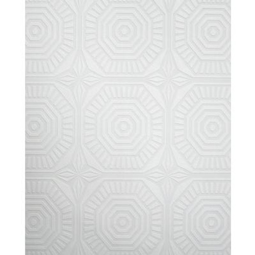 Medallion Panel White Paintable Wallpaper