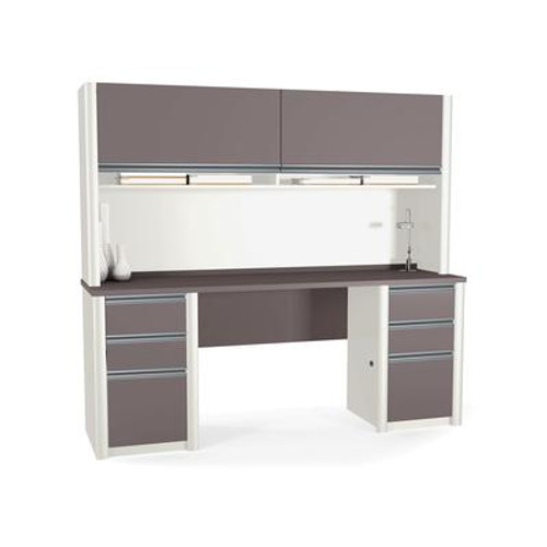 Connation credenza and hutch kit in Slate & Sandstone