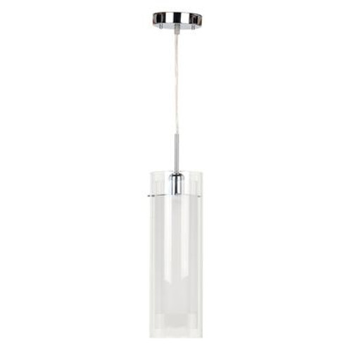 64023 1 Light Hanging Pendant Light Fixture; Polished Chrome Finish with Glass Shade