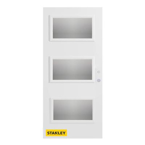 36 In. x 80 In. Dorothy Screen 3-Lite Prefinished White Left-Hand Inswing Steel Entry Door