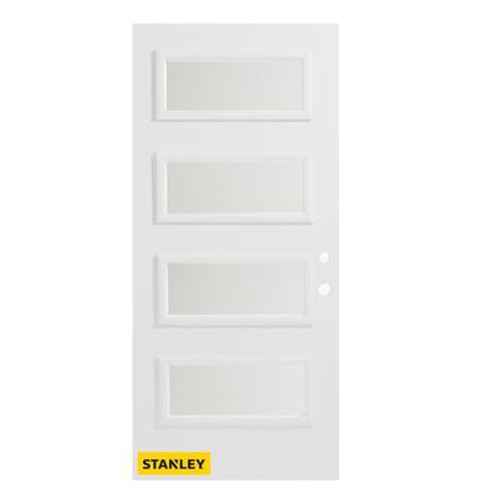 32 In. x 80 In. Lorraine Satin Opaque 4-Lite Prefinished White Left-Hand Inswing Steel Entry Door