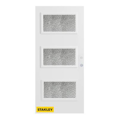 34 In. x 80 In. Dorothy Diamond 3-Lite Prefinished White Left-Hand Inswing Steel Entry Door