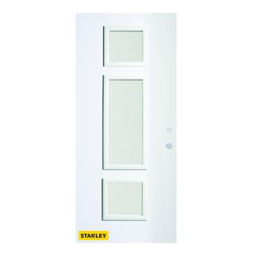 34 In. x 80 In. Marjorie Satin Opaque 3-Lite Prefinished White Left-Hand Inswing Steel Entry Door