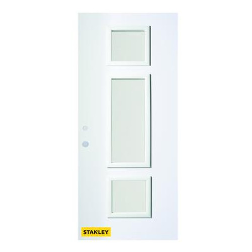 34 In. x 80 In. Marjorie Satin Opaque 3-Lite Prefinished White Right-Hand Inswing Steel Entry Door