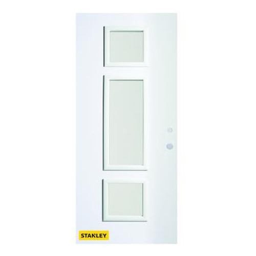 36 In. x 80 In. Marjorie Satin Opaque 3-Lite Prefinished White Left-Hand Inswing Steel Entry Door