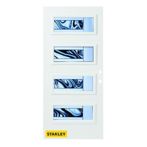 34 Inch x 80 Inch Rosemary 4-Lite Prefinished White Left-Hand Inswing Steel Entry Door
