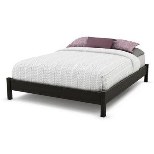 Heron Queen Platform Bed (60Inch) on legs; Ebony