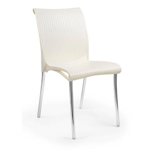 4 pack of Regina stacking Resin Side Chair with Anodized Aluminum Legs -(butter Creme)