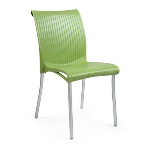 4 pack of Regina stacking Resin Side Chair with Anodized Aluminum Legs -(Green)
