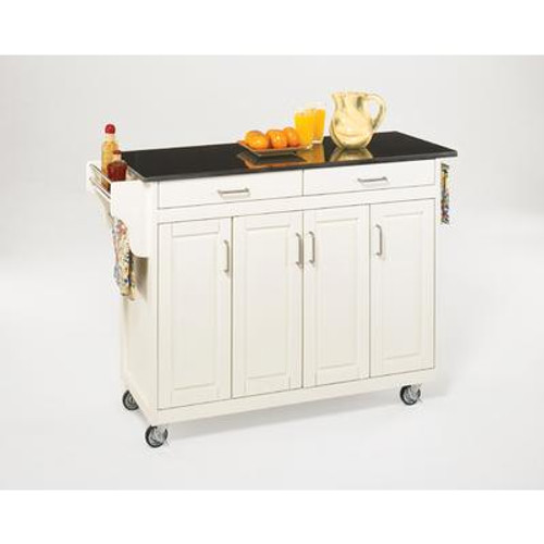 Create-a-Cart White Finish Black Granite Top