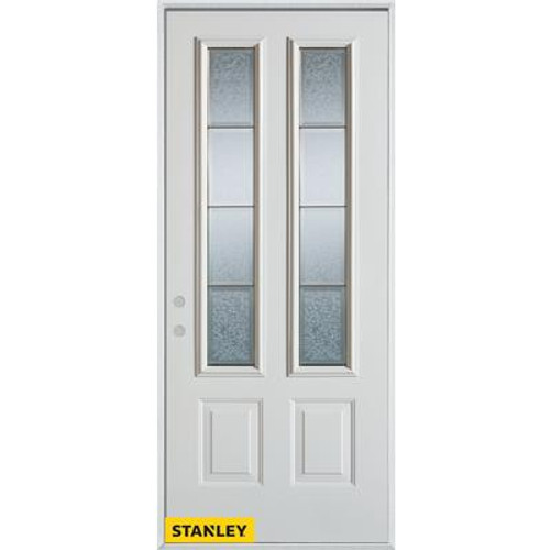 Geometric Glue Chip 2-Lite 2-Panel Pre-Finished White 36 In. x 80 In. Steel Entry Door - Right Inswing