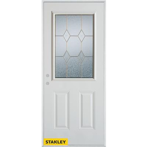 Geometric 1/2 Lite 2-Panel White 34 In. x 80 In. Steel Entry Door - Right Inswing