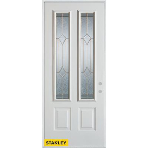 Geometric Zinc 2-Lite 2-Panel White 36 In. x 80 In. Steel Entry Door - Left Inswing
