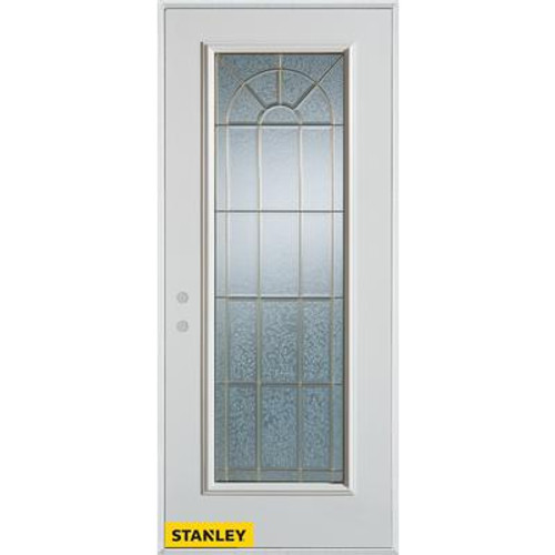 Geometric Patina Full Lite White 32 In. x 80 In. Steel Entry Door - Right Inswing