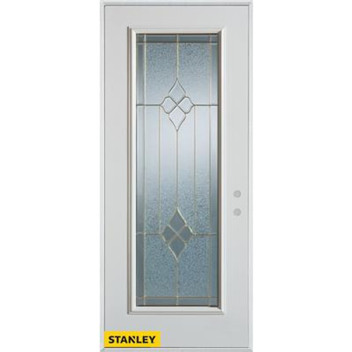 Geometric Full Lite White 34 In. x 80 In. Steel Entry Door - Left Inswing