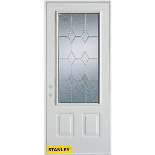 Geometric Patina 3/4 Lite 2-Panel White 34 In. x 80 In. Steel Entry Door - Right Inswing