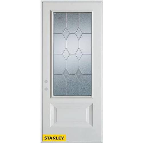 Geometric Patina 3/4 Lite 1-Panel 2-Panel White 32 In. x 80 In. Steel Entry Door - Right Inswing
