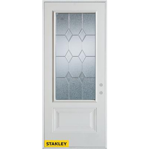 Geometric Patina 3/4 Lite 1-Panel 2-Panel White 34 In. x 80 In. Steel Entry Door - Left Inswing