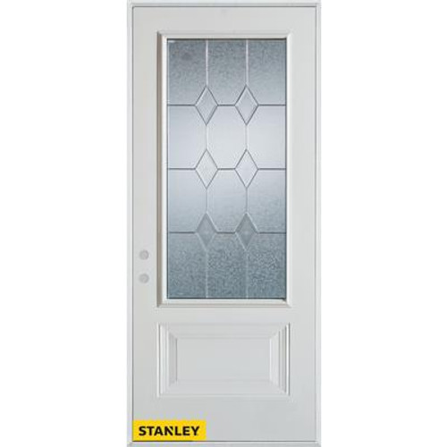 Geometric Patina 3/4 Lite 1-Panel 2-Panel White 34 In. x 80 In. Steel Entry Door - Right Inswing