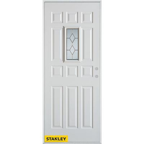 Geometric Patina 12-Panel White 32 In. x 80 In. Steel Entry Door - Left Inswing