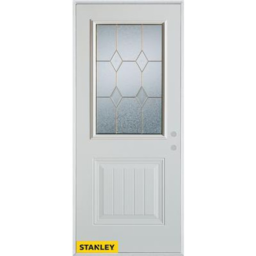 Geometric 1/2 Lite 1-Panel 2-Panel White 36 In. x 80 In. Steel Entry Door - Left Inswing
