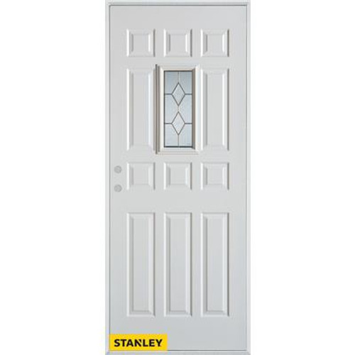 Geometric Patina 12-Panel White 34 In. x 80 In. Steel Entry Door - Right Inswing