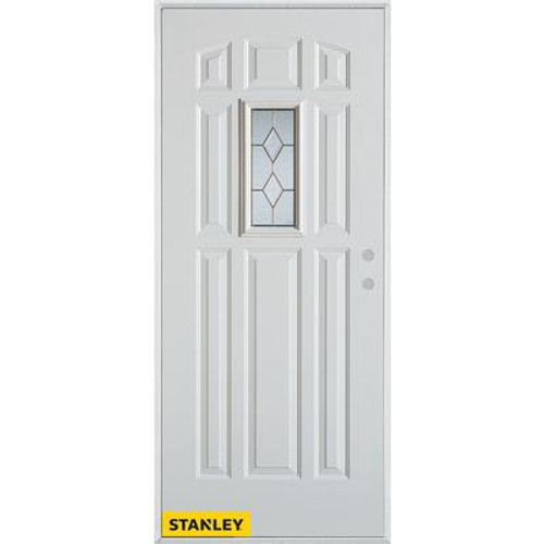 Geometric 9-Panel White 34 In. x 80 In. Steel Entry Door - Left Inswing